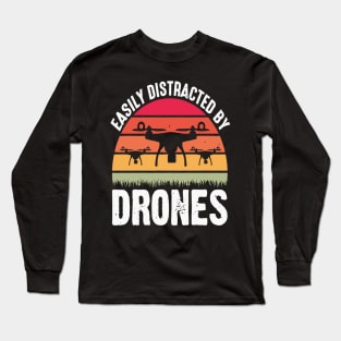 Easily Distracted By Drone Vintage Long Sleeve T-Shirt